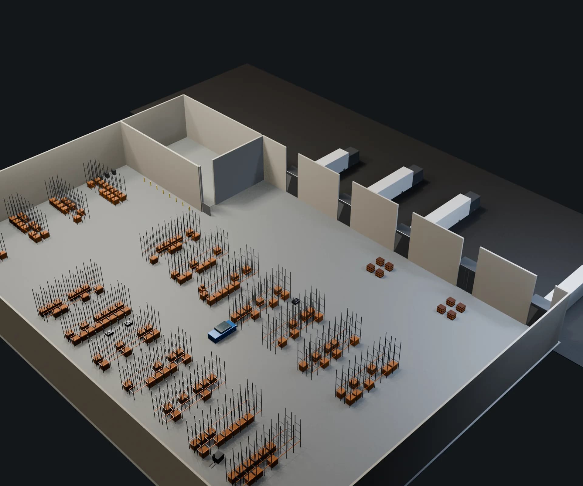 A 3D dock warehouse reconstructed from the 2D layout