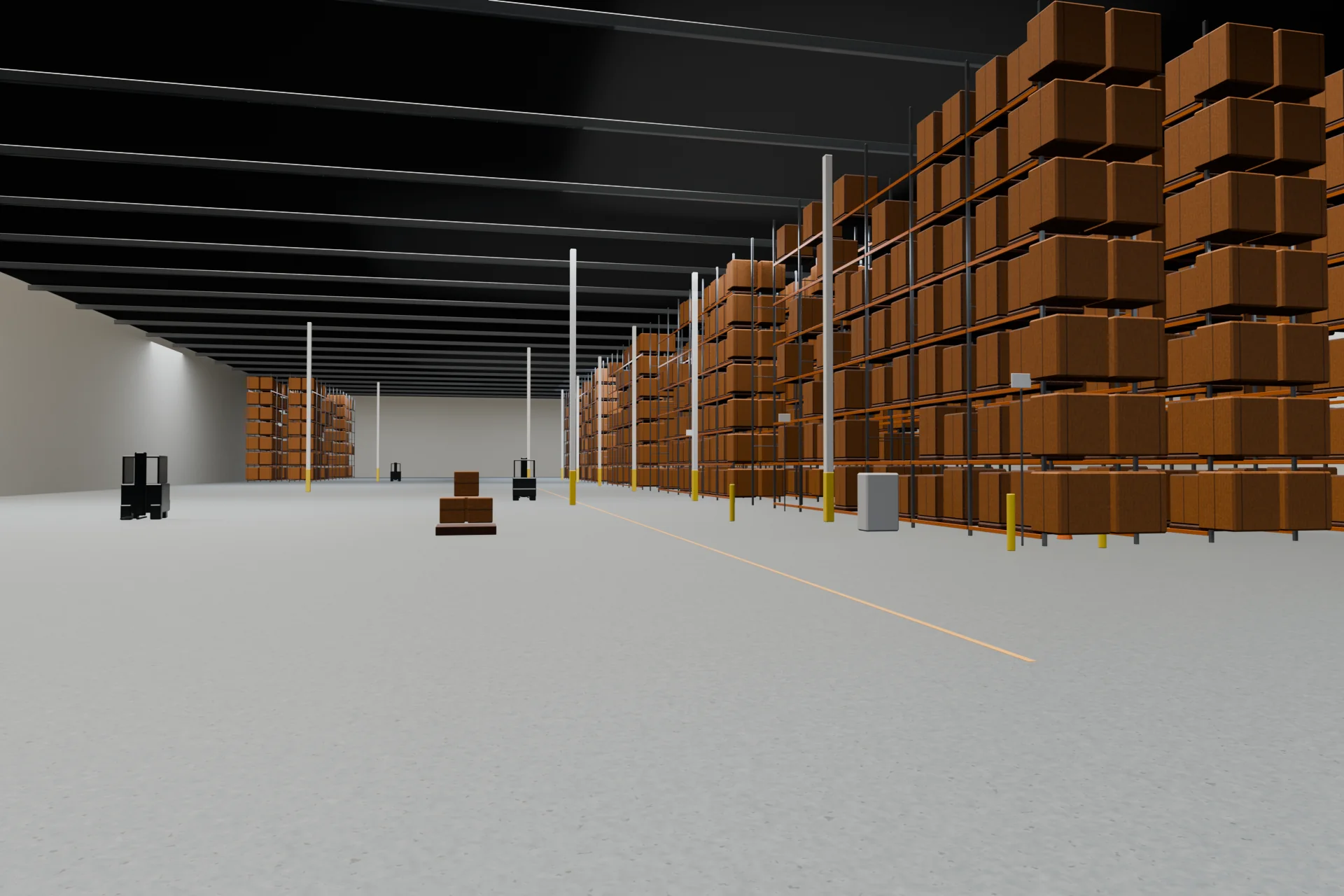 A reconstructed 3D warehouse environment